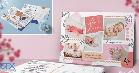 کارت لایه باز با طرح کلاژ با موضوع کودک