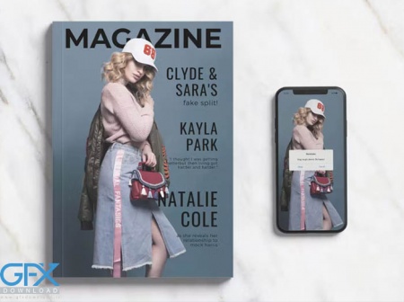 دانلود موکاپ لایه باز جلد مجله با تلفن همراه