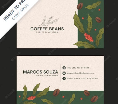 دانلود طرح لایه باز کارت ویزیت گیاه قهوه