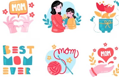 وکتور استیکرهای روز مادر Mother's Day Sticker