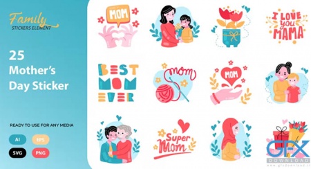 دانلود وکتور برچسب های روز مادر