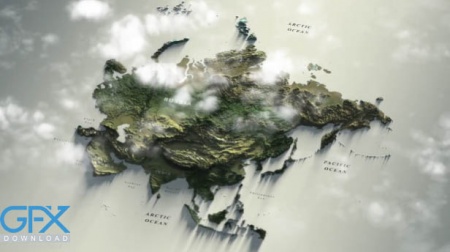 پروژه آماده افترافكت نقشه اينفوگرافي آسيا