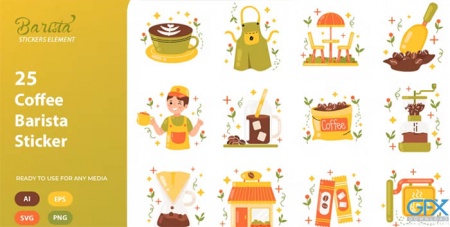 دانلود وکتور قهوه Coffee Barista Sticker