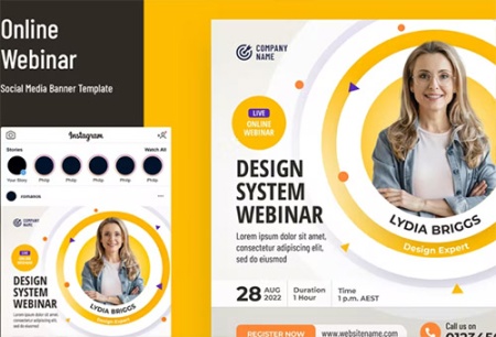 وکتور قالب پست اینستاگرام وبینار آنلاین