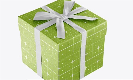 دانلود موکاپ لایه باز جعبه کادو مربعی براق