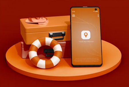 موکاپ لایه باز اپلیکیشن سفر Travel App