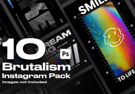 10 قالب لایه باز پست و استوری اینستاگرام Brutalism
