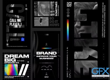 دانلود قالب لایه باز پست اینستاگرام Brutalism