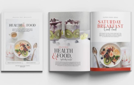 کاتالوگ لایه باز مجله باز شده و جلد