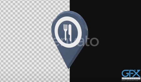 فوتیج آیکون مکان نقشه غذا و رستوران