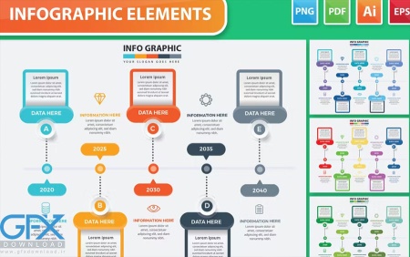 دانلود عناصر اینفوگرافیک لایه باز تایم لاین