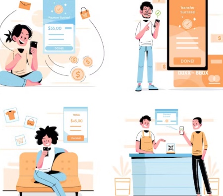 دانلود وکتور مفهوم پرداخت آنلاین با تلفن همراه