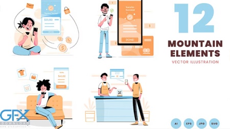 دانلود وکتور عناصر پرداخت آنلاین با تلفن همراه