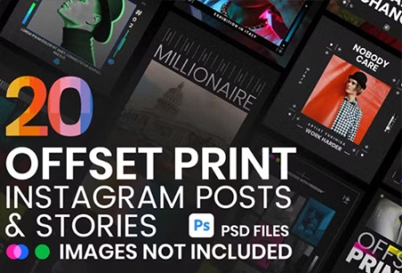 20 قالب پست و استوری اینستاگرام به سبک چاپ افست