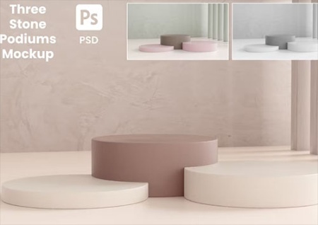 دانلود موکاپ سه سکوی سنگی