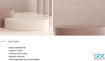 موکاپ لایه باز استیج سنگی نمایش محصول