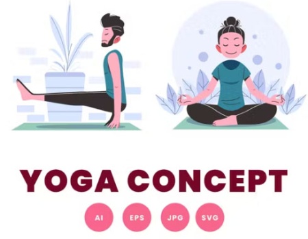 دانلود وکتور ژست های یوگا