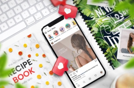 دانلود موکاپ موبایل پست اینستاگرام فلت