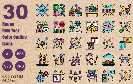 دانلود آیکون های سال نو مبارک سال 2023