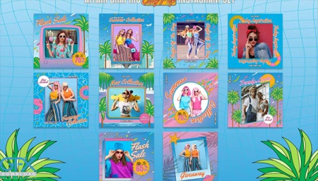 قالب لایه باز 20 پست و استوری اینستاگرام City Pop