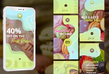 پروژه پریمیر استوری های خوشمزه با افکت مایعات