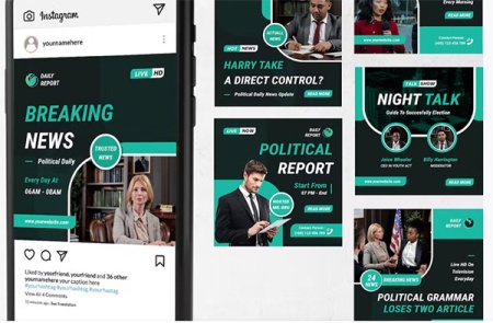 قالب پست خبری اینستاگرام News Instagram Post