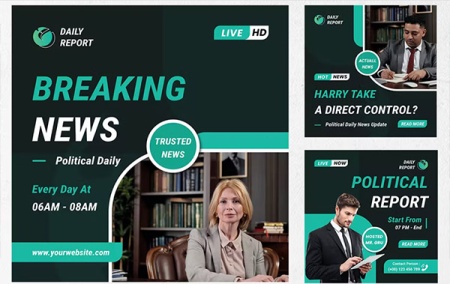 قالب لایه باز پست خبری اینستاگرام News Instagram Post