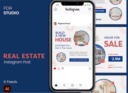 6 قالب لایه باز پست اینستاگرام املاک و مستغلات