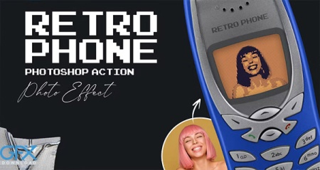 اکشن فتوشاپ ساخت تصاویر پیکسلی قدیمی Retro Phone