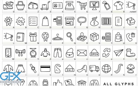 دانلود رایگان فونت کاراکترهای خرید Shopping Dingbat