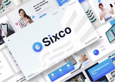 قالب پاورپوینت بازاریابی رسانه های اجتماعی Sixco