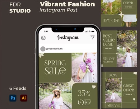 قالب لایه باز پست اینستاگرام کالکشن بهاری