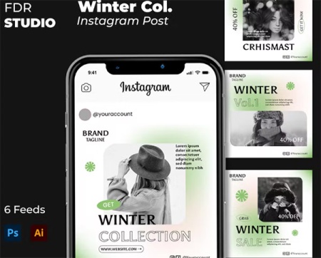 قالب پست های اینستاگرام لایه باز فروش زمستانی