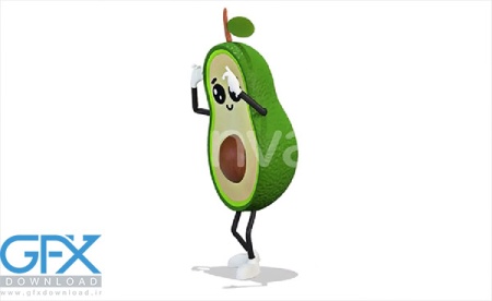 فوتیج کارتونی کاراکتر میوه آووکادو