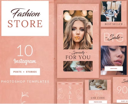 قالب آماده پست و استوری اینستاگرام مد و فشن