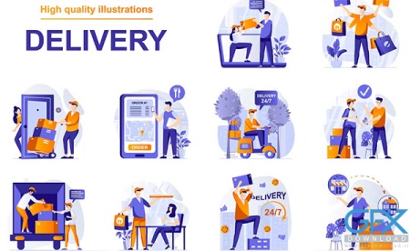 مجموعه وکتور با موضوع دلیوری پیک