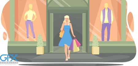 وکتور دختر جوان در حال خرید