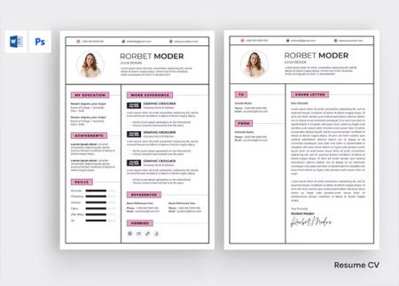 طرح لایه باز رزومه کاری مینیمالیستی