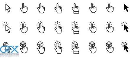 وکتور مجموعه آیکون تاچ کردن