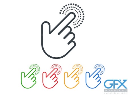 وکتور مجموعه آیکون تاچ کردن و لمس کردن