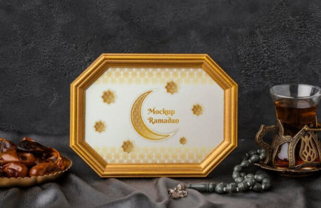 دانلود موکاپ قاب طلایی با موضوع ماه رمضان