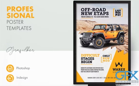 طرح لایه باز پوستر ماسبقات آفرود Off Road Poster