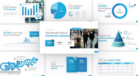 تم پاورپوینت تپزشکی پاندمی با تم آبی