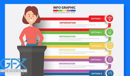 دانلود قالب لایه باز اینفوگرافیک با کاراکتر زن