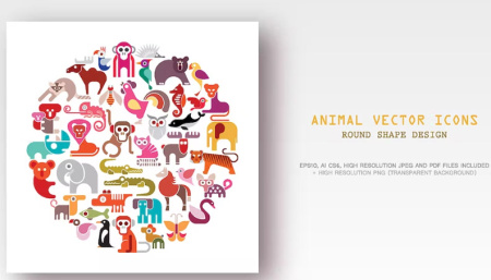 مجموعه آیکون حیوانات باغ وحش