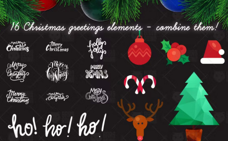 دانلود عناصر لایه باز تبریک کریسمس christmas greetings banner