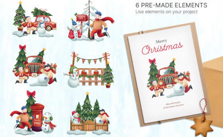 طرح وکتور صحنه های کریسمس Christmas Scene Creator