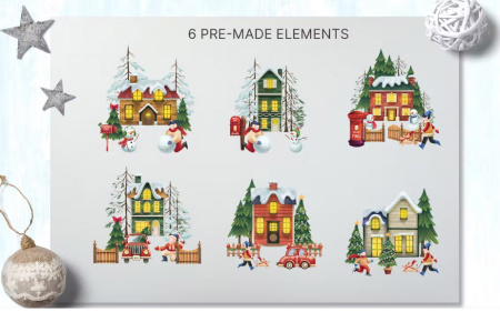 طرح وکتور جشن کریسمس Christmas Scene Creator