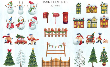 وکتور عناصر کریسمس Christmas Scene Creator