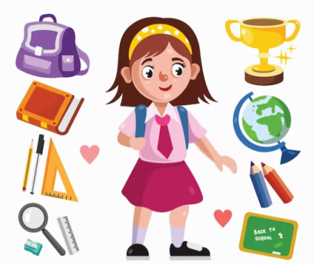 وکتور دانش آموز دختر girl student